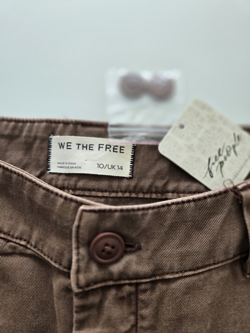 NWT Free People We The Free Laydown Chino Trousers Wide Leg Pants Brown 10 - Picture 8 of 9